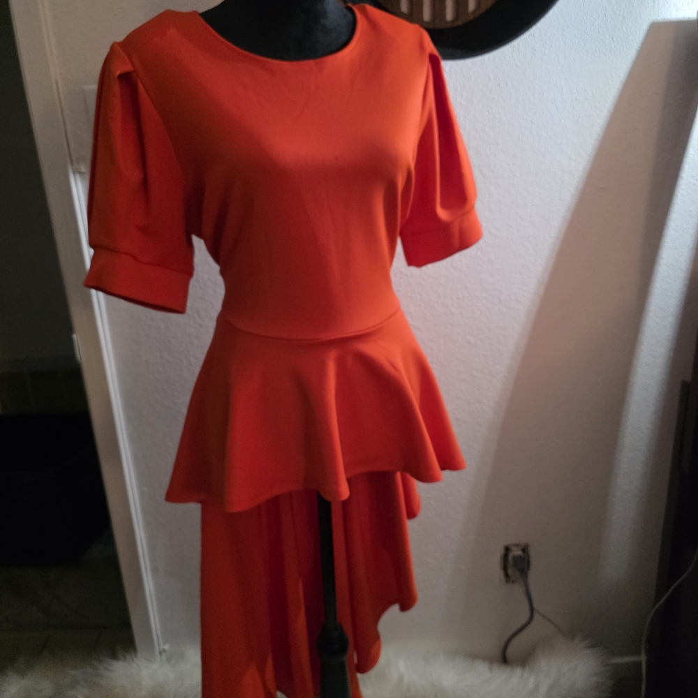 Buxom Vibrant Orange High Low Dress